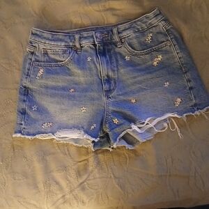 American Eagle Outfitters Blue Distressed Jean Shorts